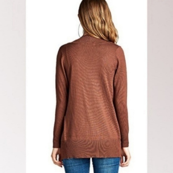 Basic Burgundy Open Style Pocket Cardigan - Picture 4 of 4